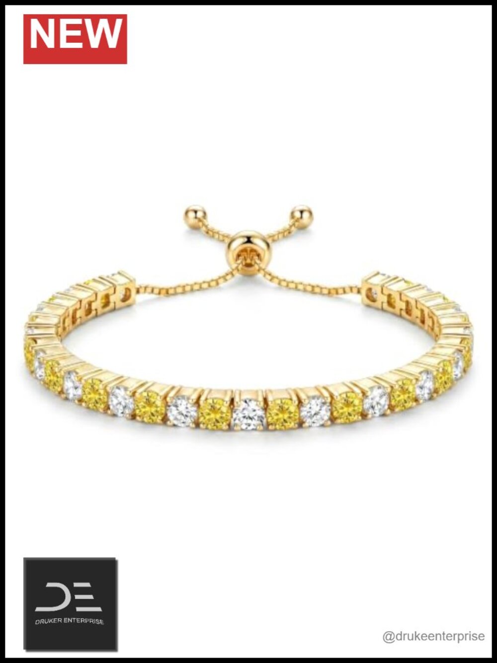 14K Gold Plated Birthstone Tennis Bolo Bracelet Women Adjustable Gift